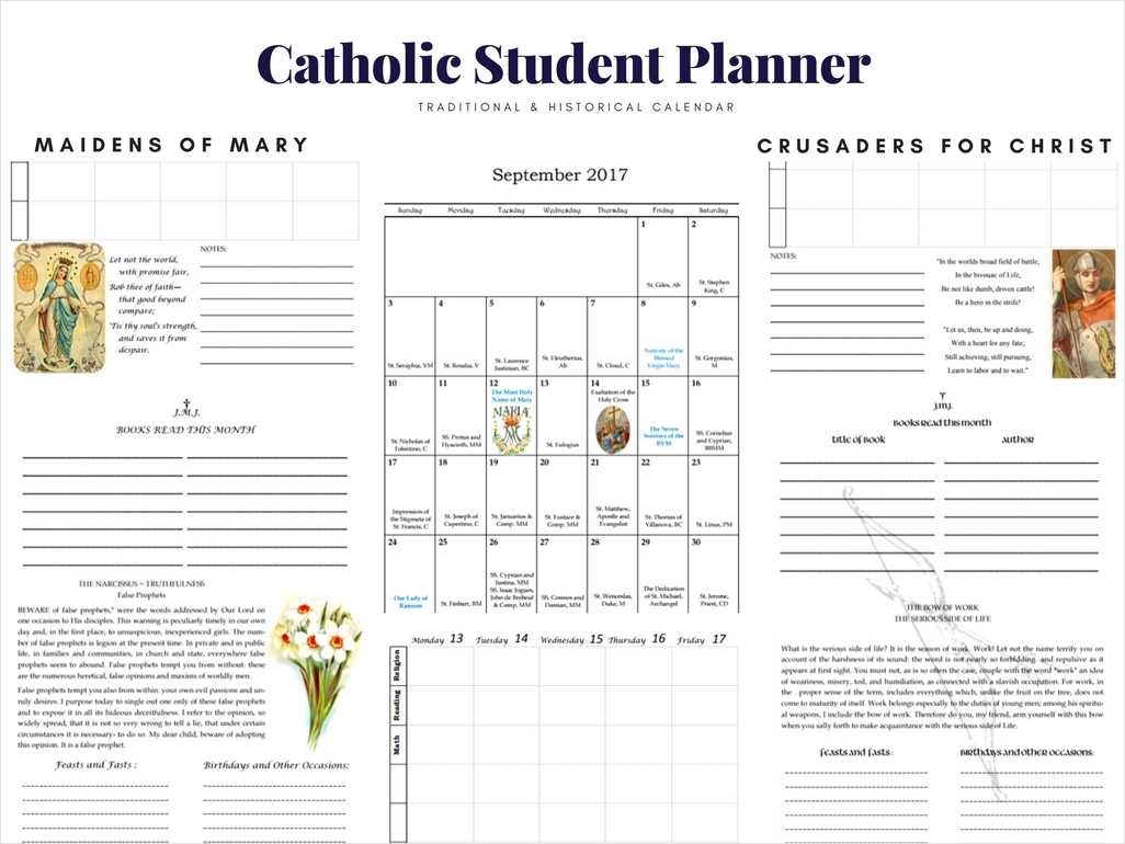 catholic student planner template