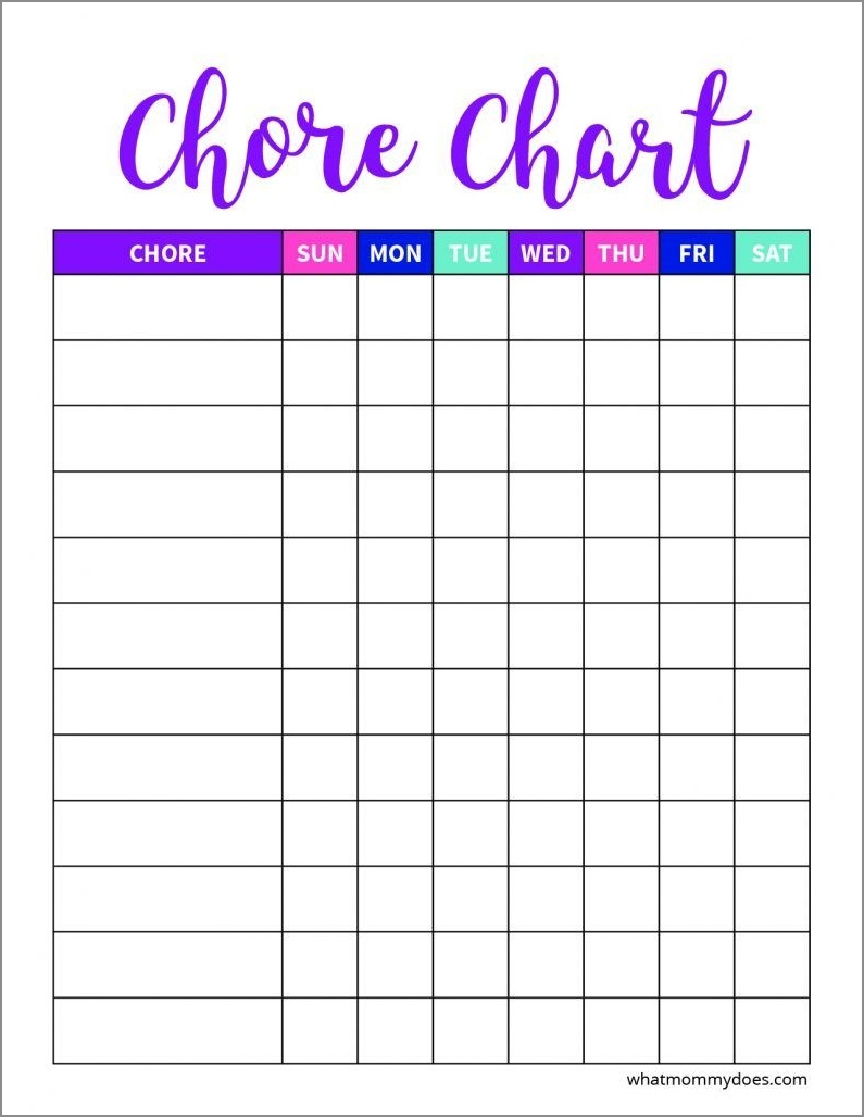chore schedule template example