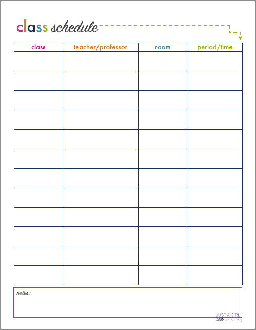 class daily schedule template example
