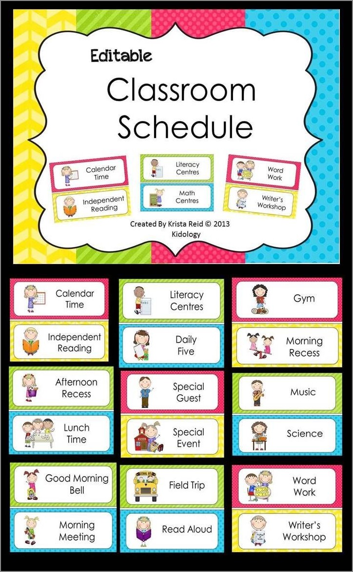classroom schedule template example