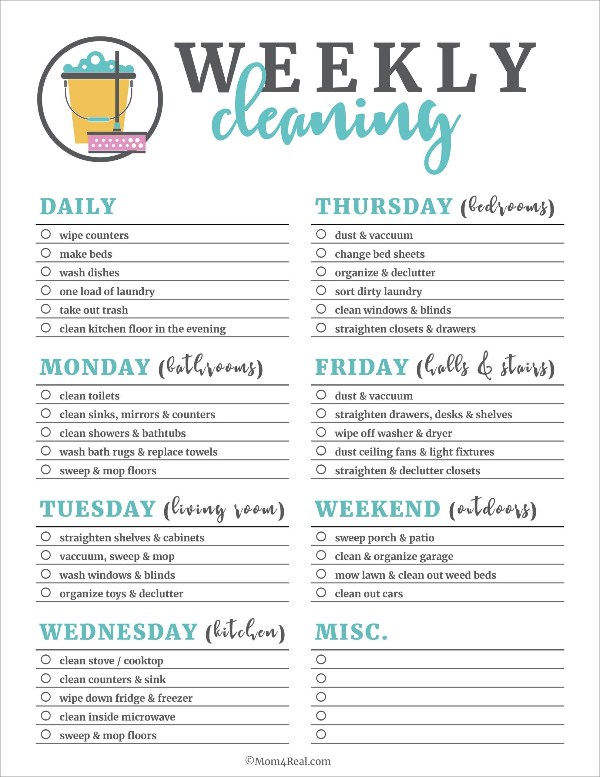 cleaning checklist template sample
