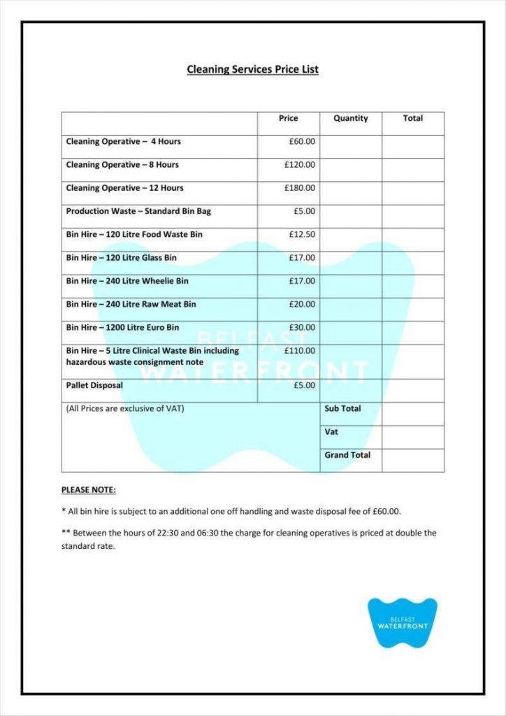 Transform your cleaning service business with our customizable Price List Template. Simplify your pricing strategy, showcase your services, and attract clients with transparent and appealing visuals. Click now to download this user-friendly template and take your cleaning service to the next level with clarity and professionalism.