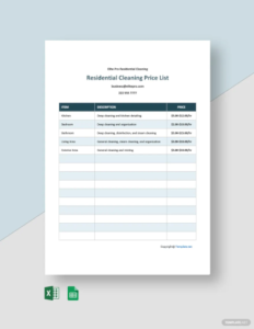 cleaning services price list pdf