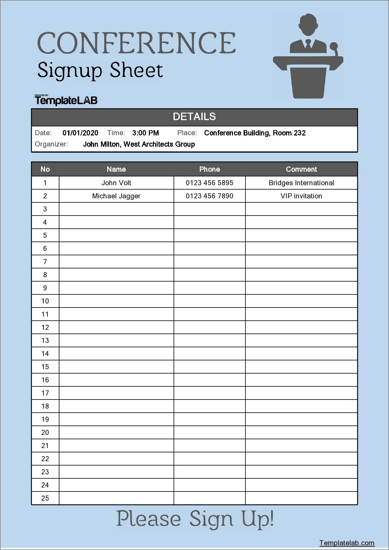 committee sign up sheet template example