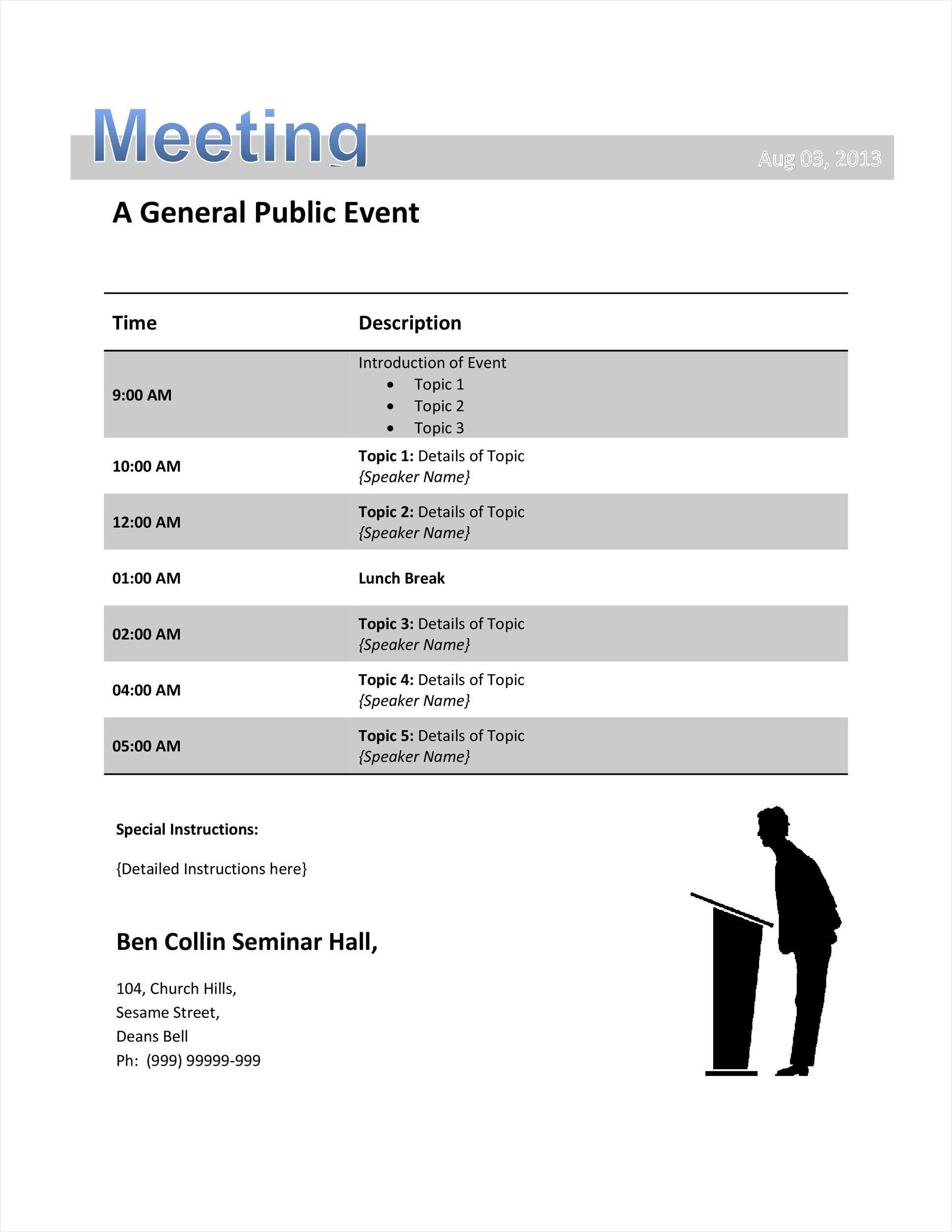 conference meeting agenda template sample
