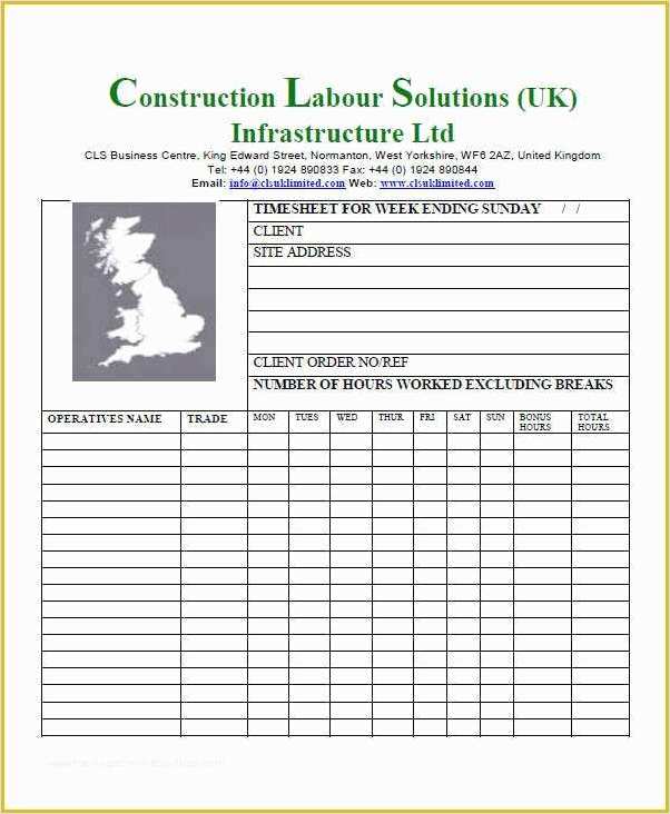 construction employee timesheet template