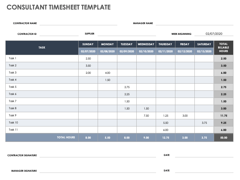 consulting timesheet template sample