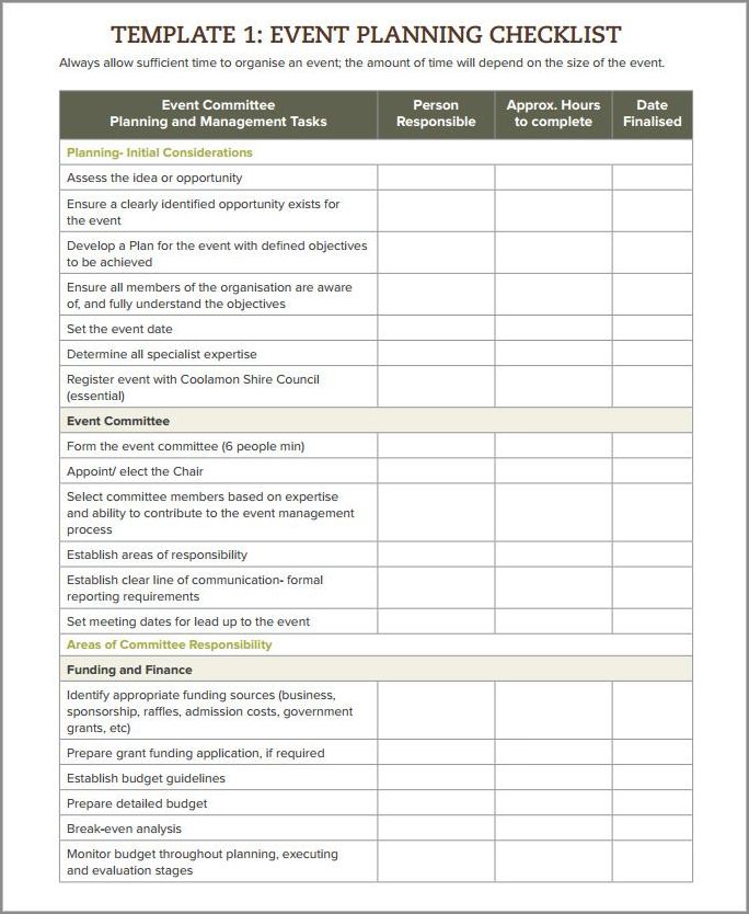 corporate event planning checklist template example