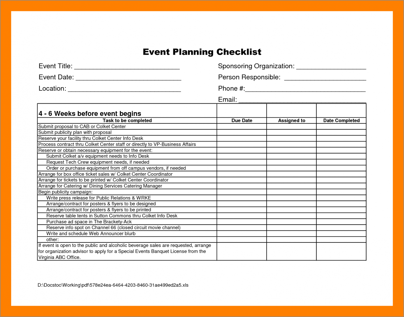 corporate event planning checklist template