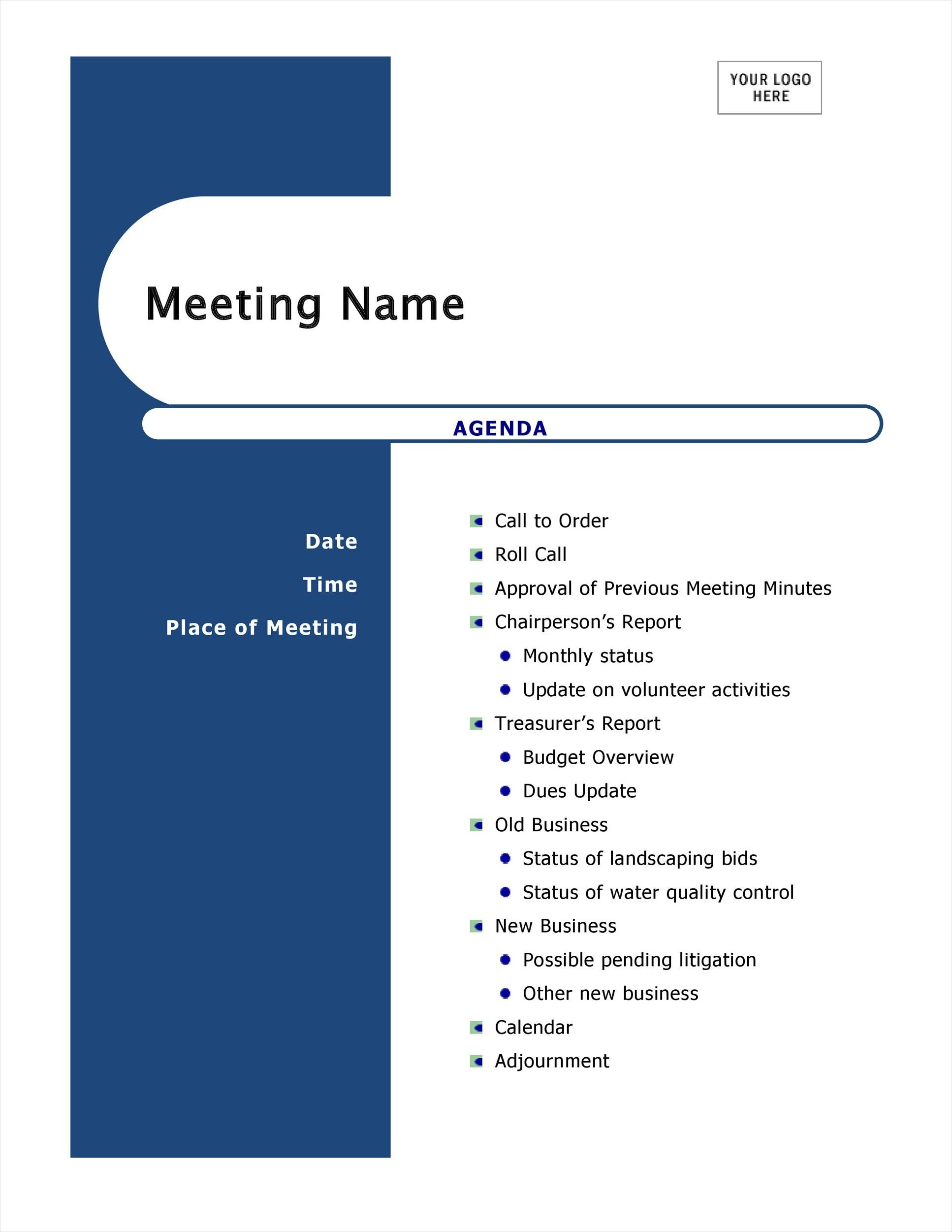 corporate meeting agenda template
