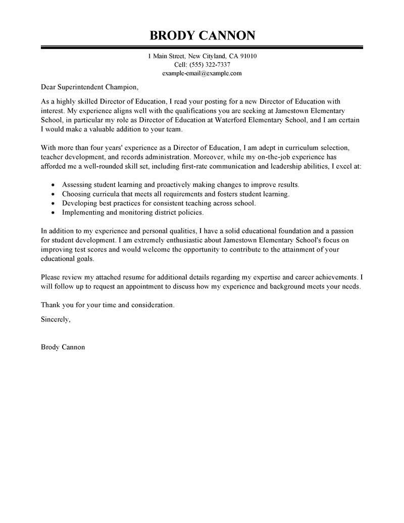 cover letter template for director position sample