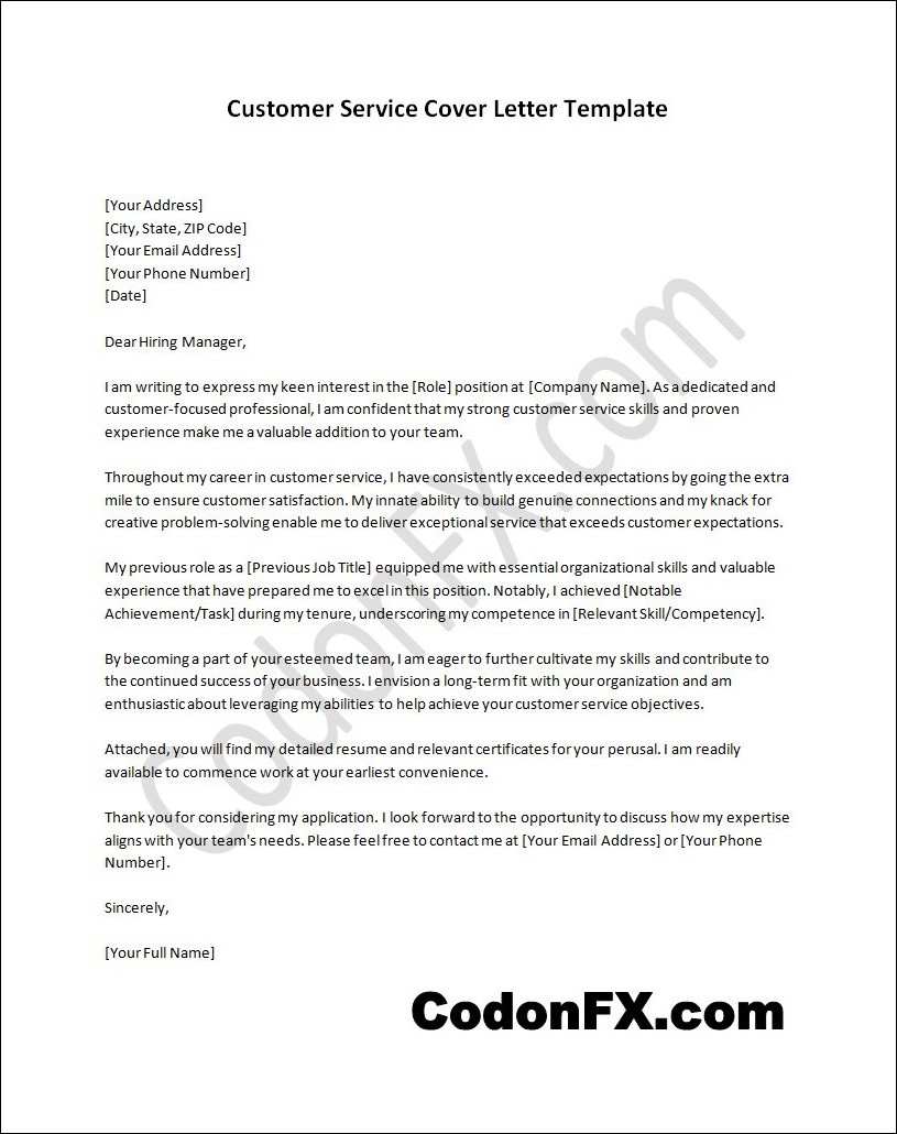Responsive and adaptable customer service cover letter template design for various devices