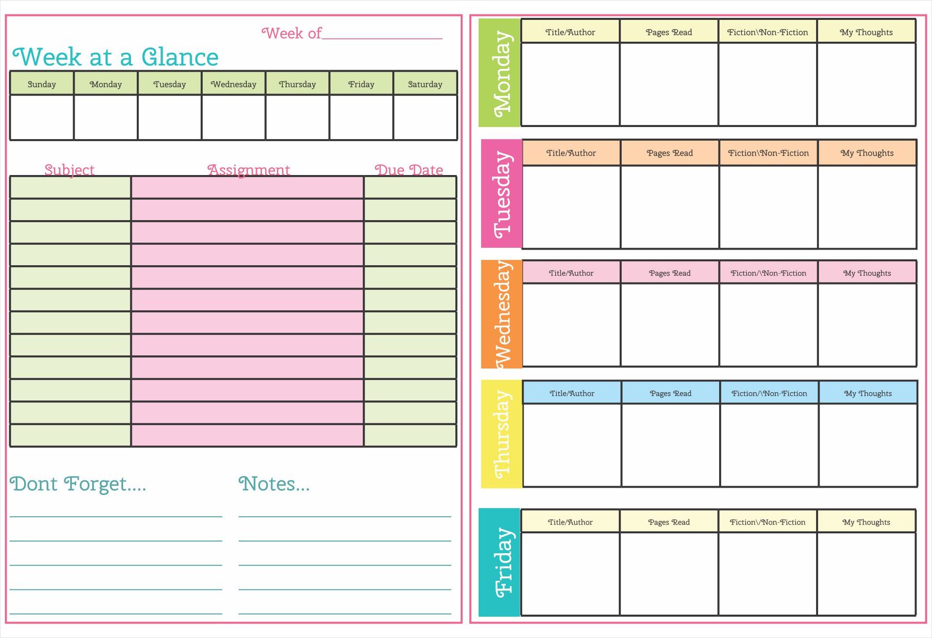 cute student planner template example
