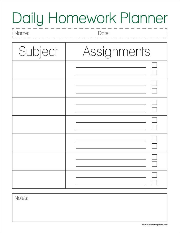 daily homework planner template sample