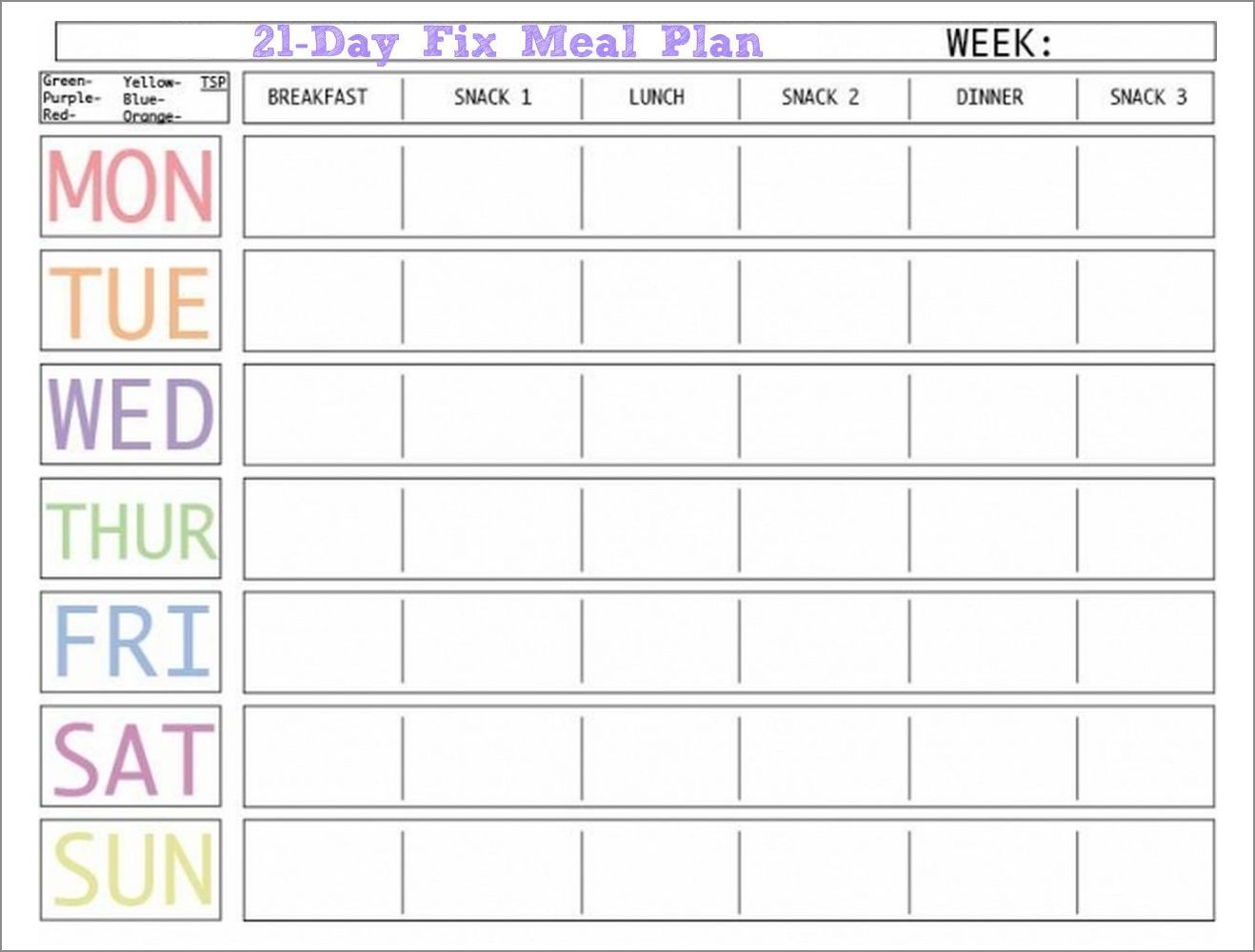 daily meal schedule template sample
