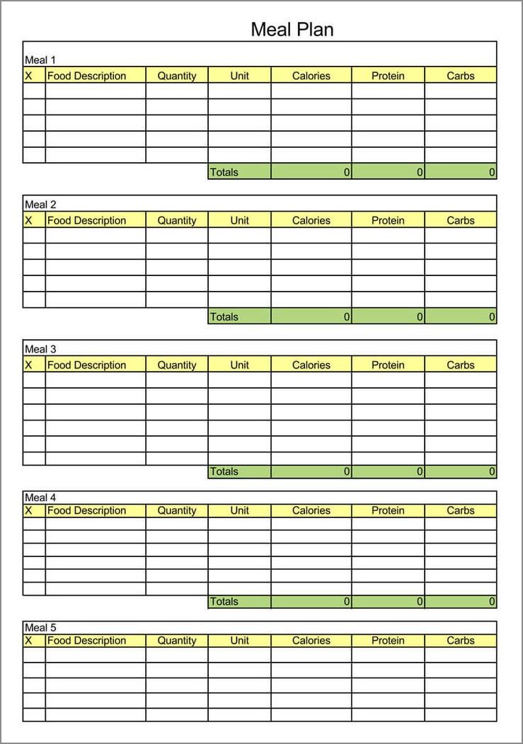 daily meal schedule template