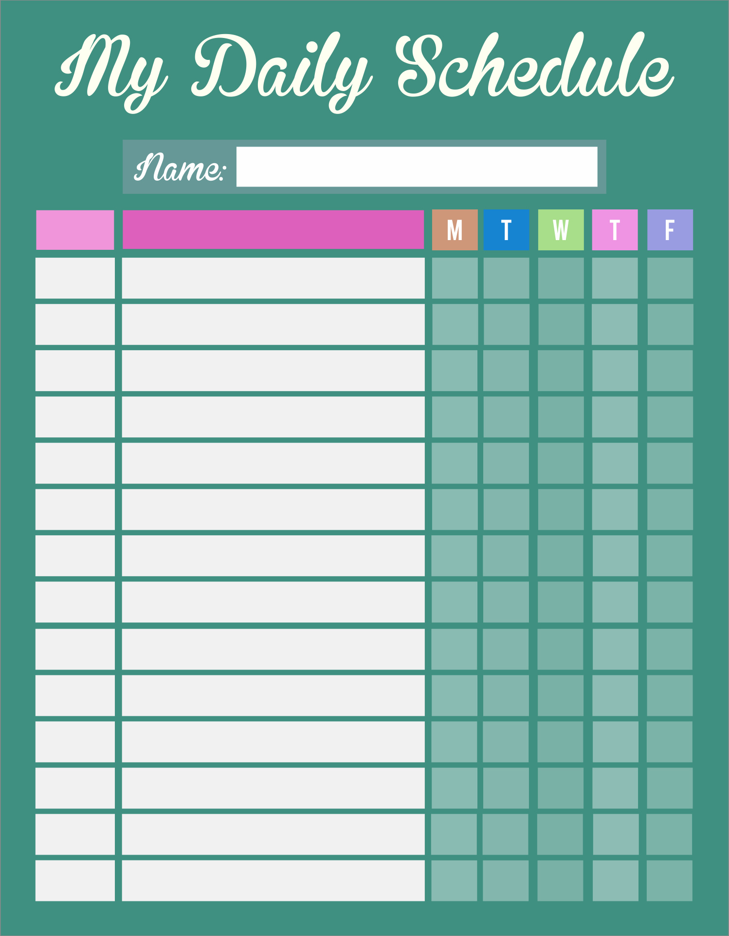 daily routine 24-hour schedule template sample