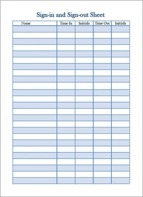 daily sign-in sheet template sample