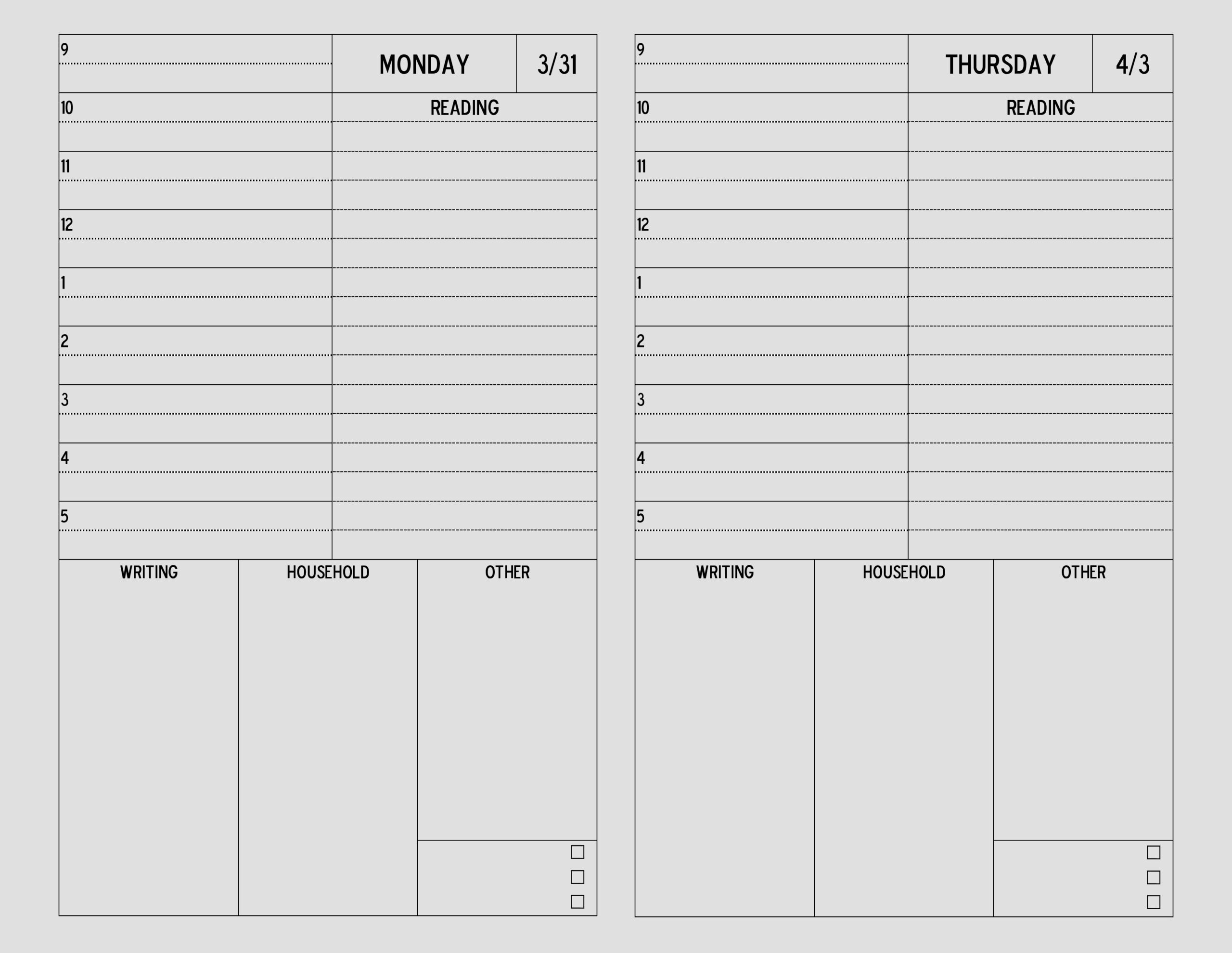 daily student planner template sample