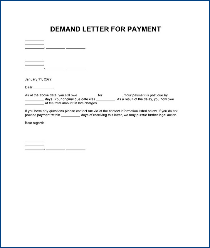 demand letter for payment template example