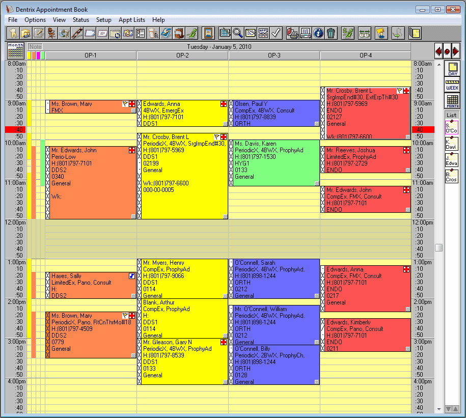 dental schedule template