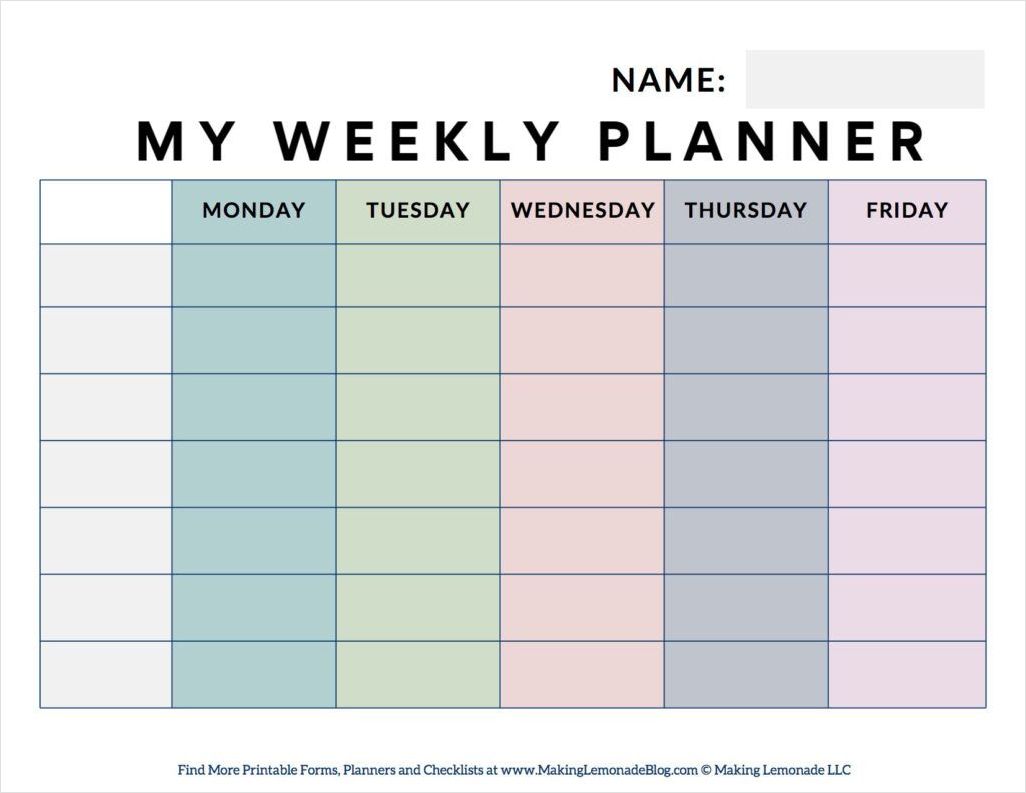 elementary student planner template sample