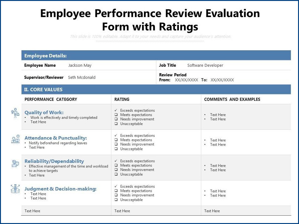 employee performance evaluation form sample employee performance evaluation form sample