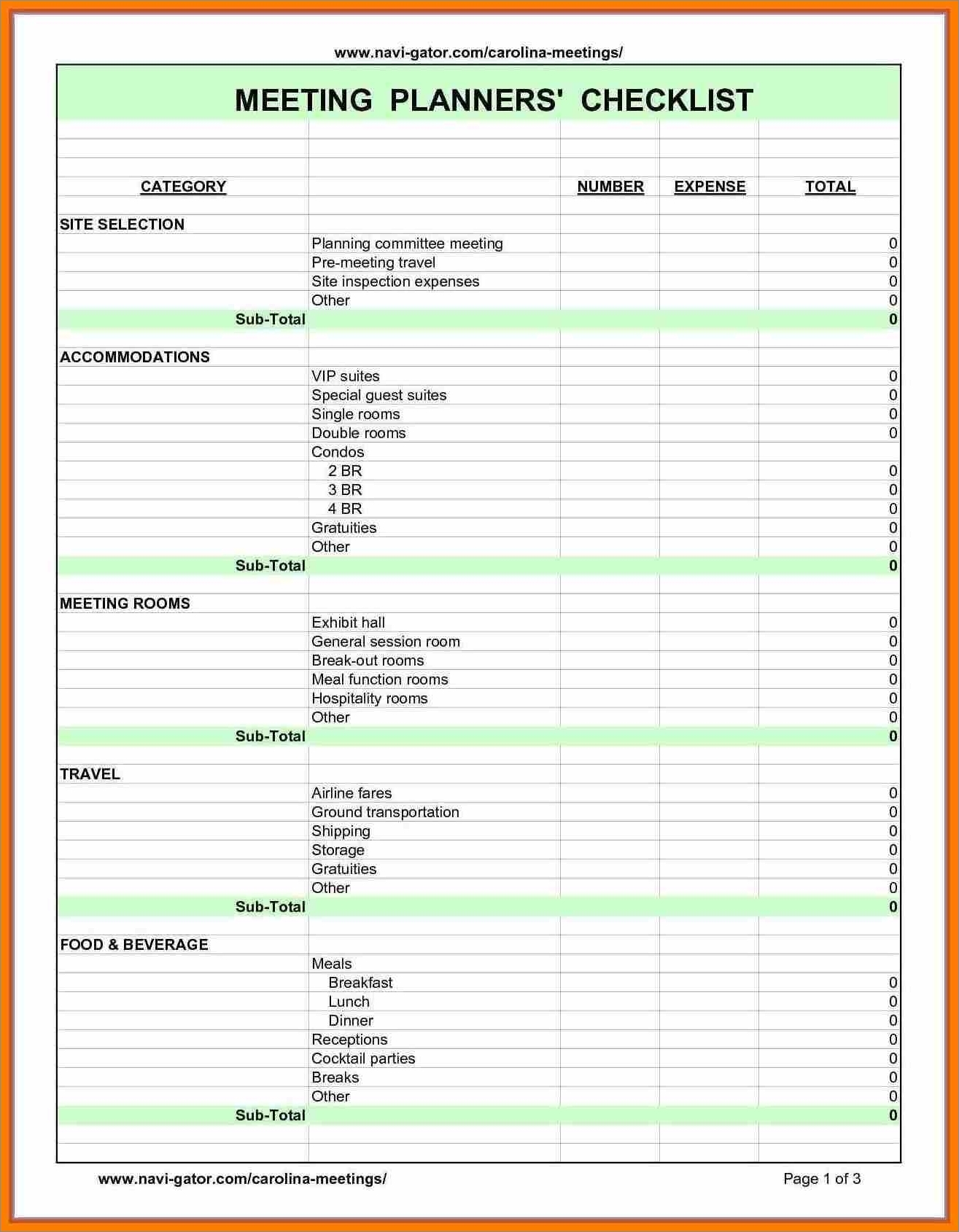 event planning checklist template sample
