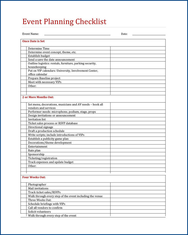 event planning to do list template example