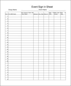 Printable Blank Event Sign in Sheet Template