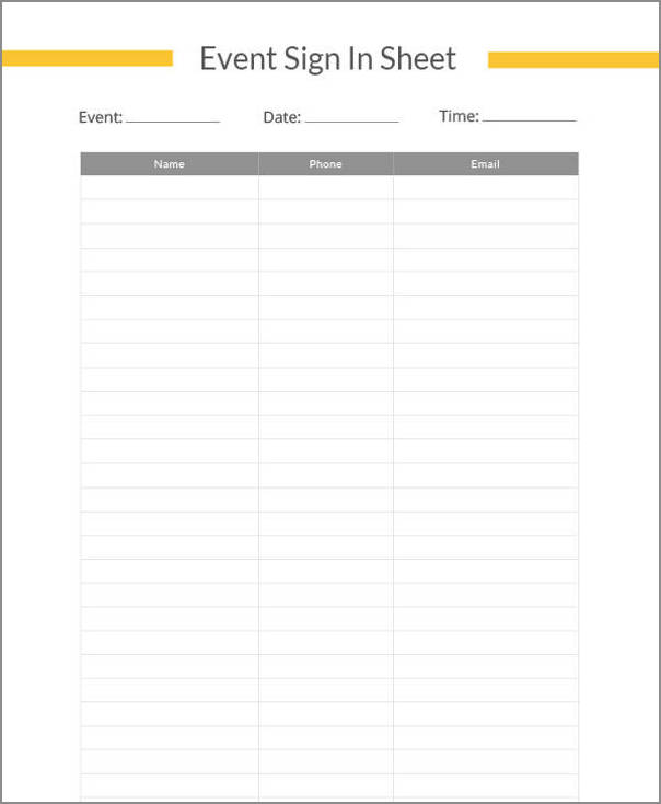event sign in sheet template example