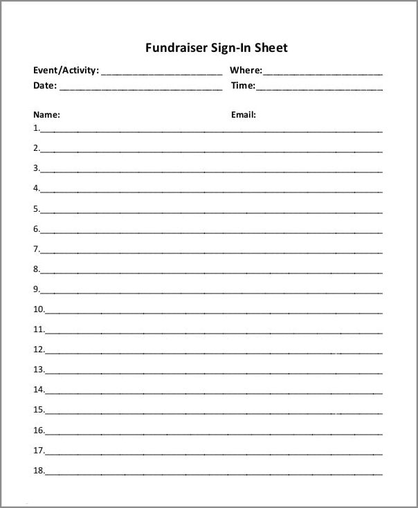 event sign in sheet template sample