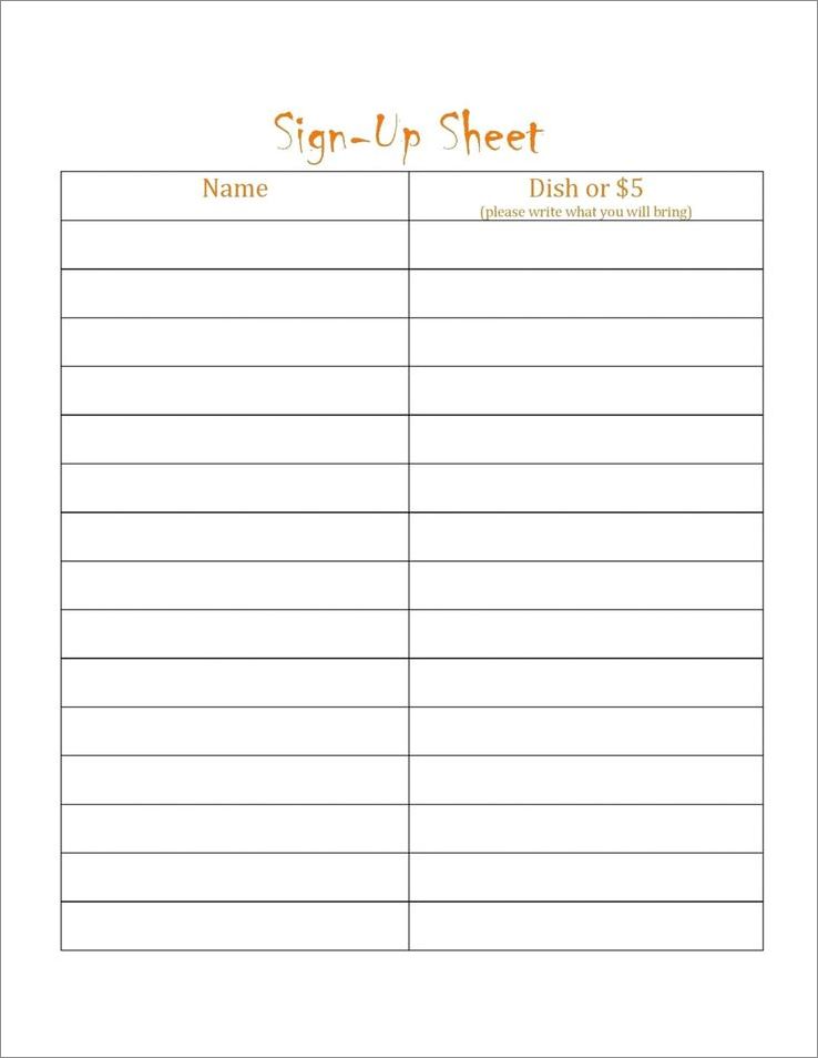 event sign-up sheet template example