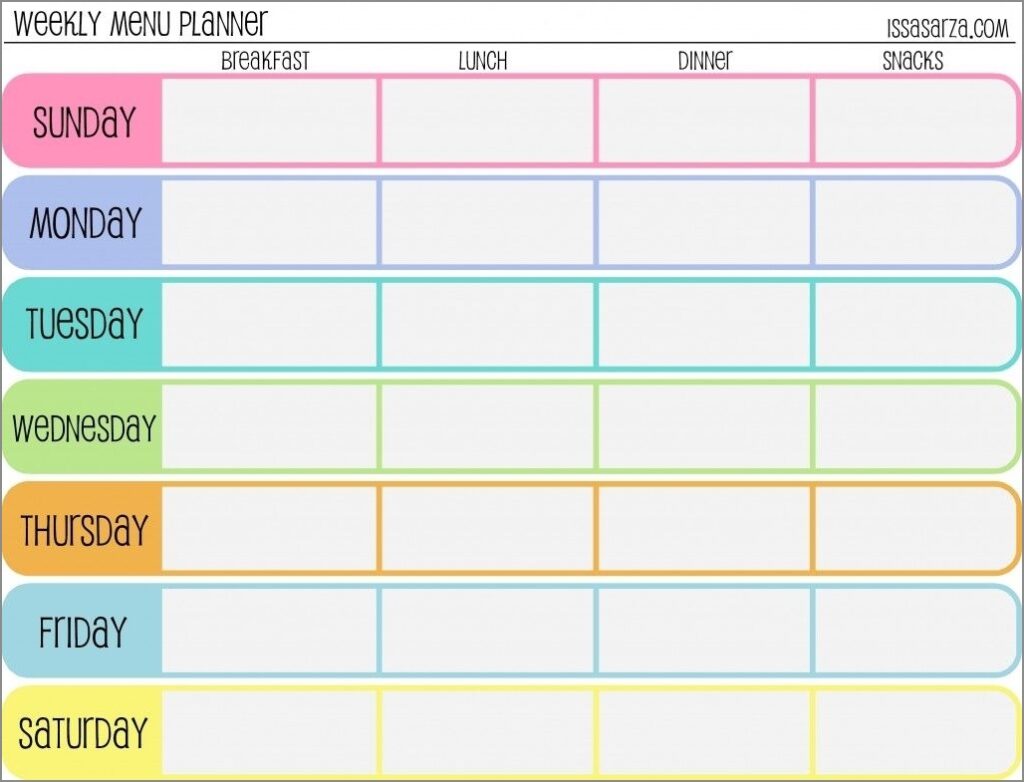 Free Printable 7-day Week Schedule Template