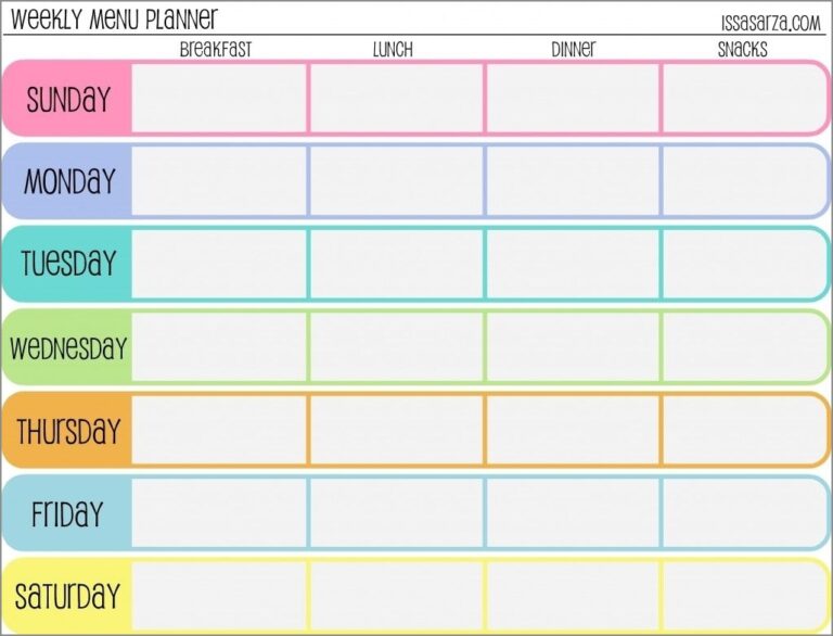 Free Printable 7-day Week Schedule Template