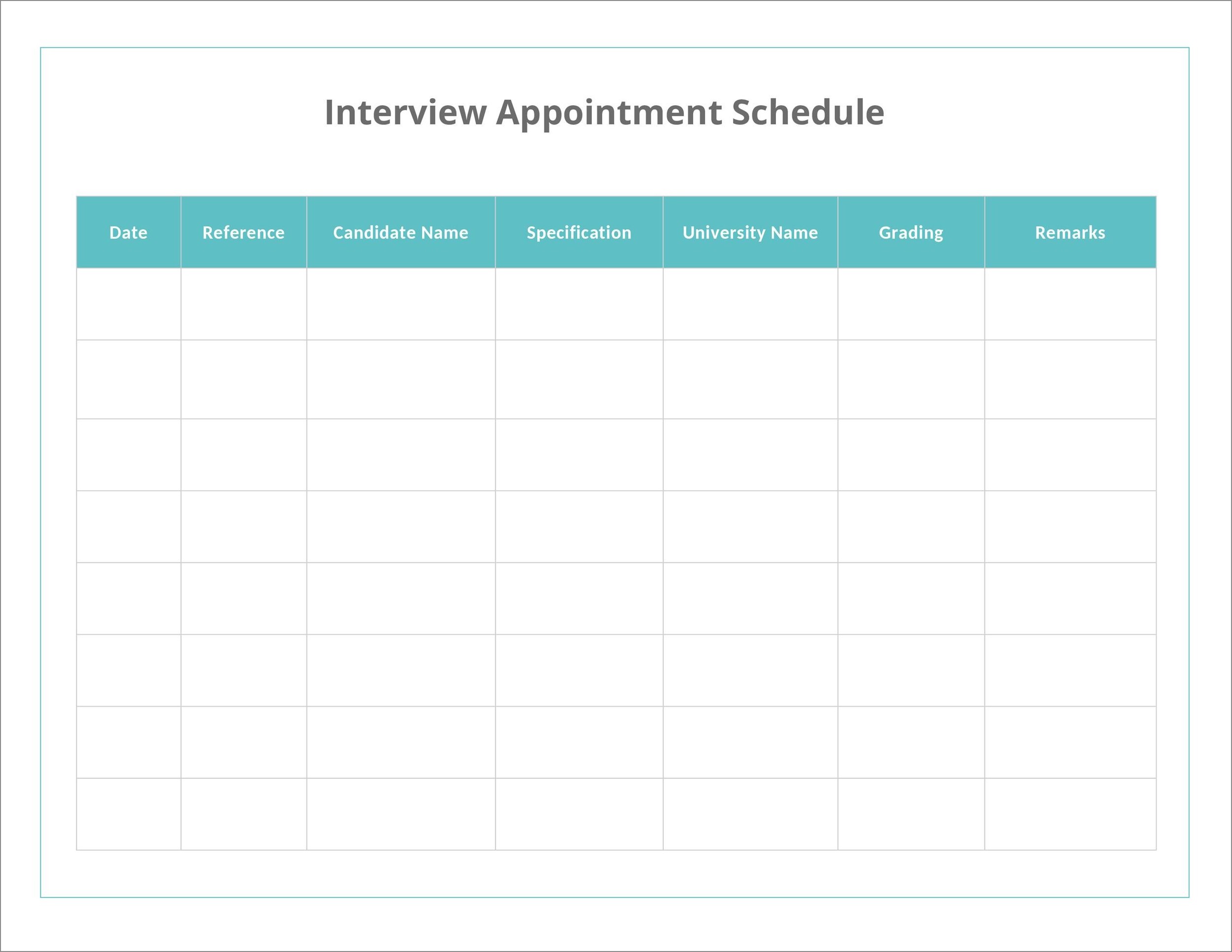 example of appointment schedule template