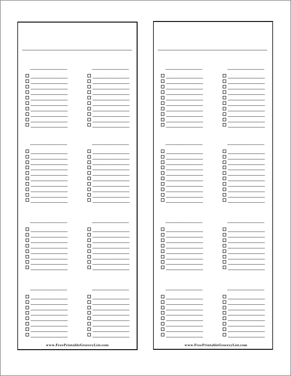 example of blank checklist template