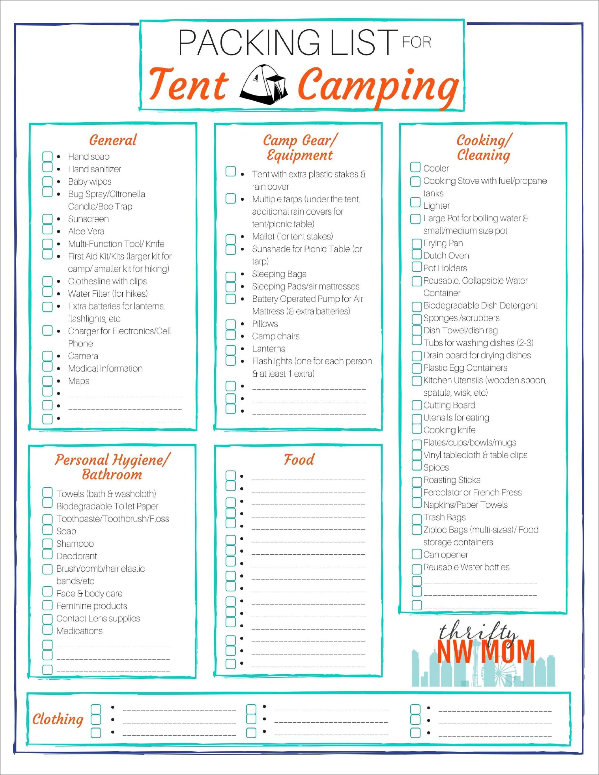example of camp packing list template