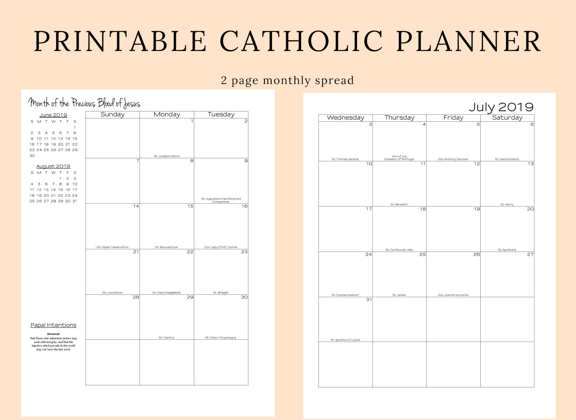 example of catholic student planner template