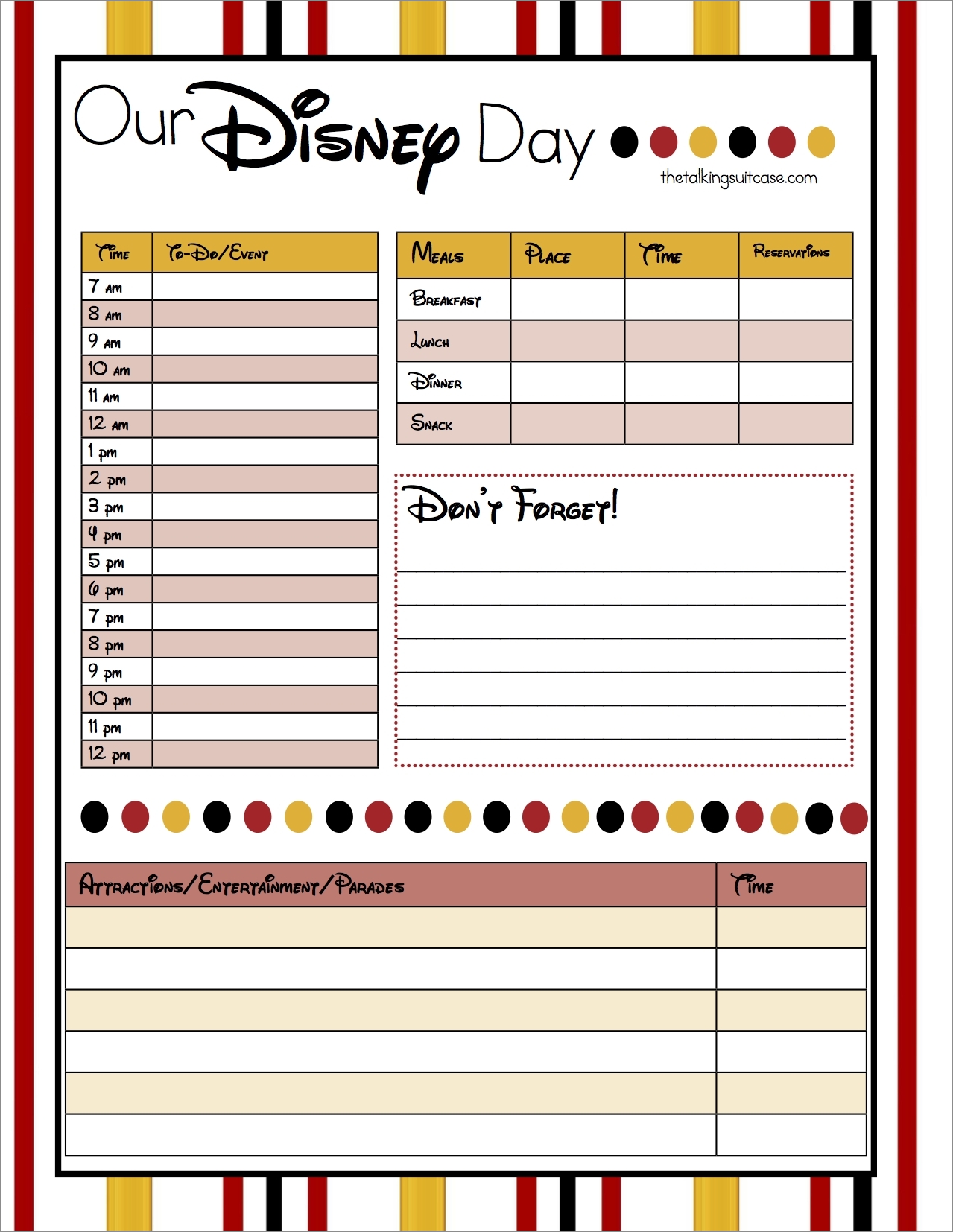 example of christmas vacation itinerary template