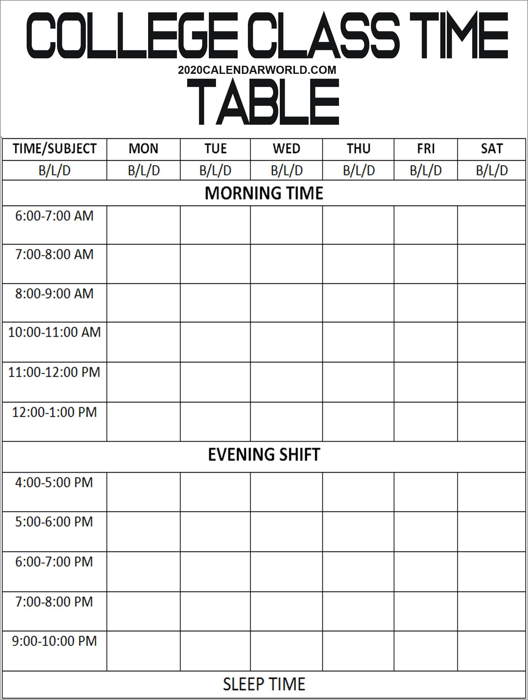 example of course schedule template