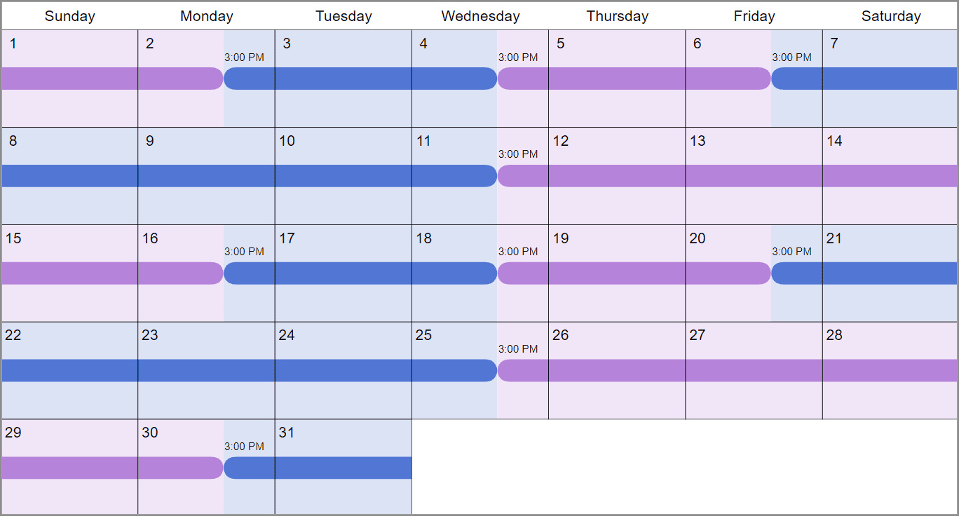 example of custody schedule template