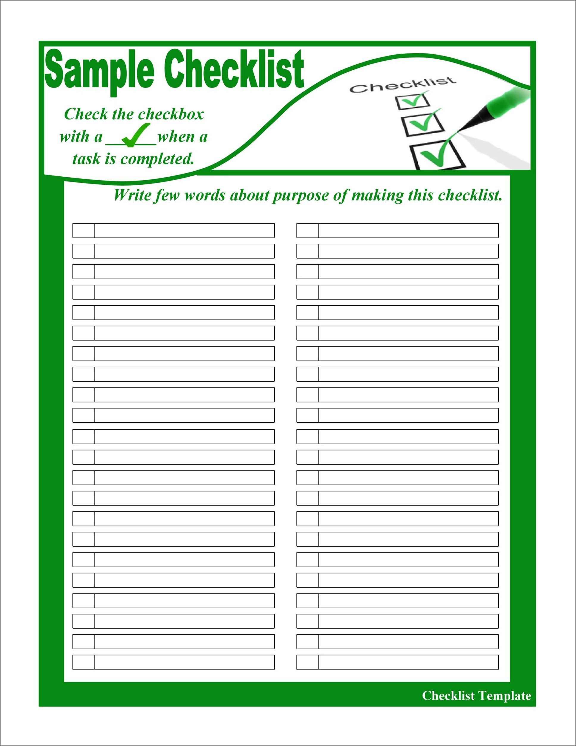 example of daily checklist template