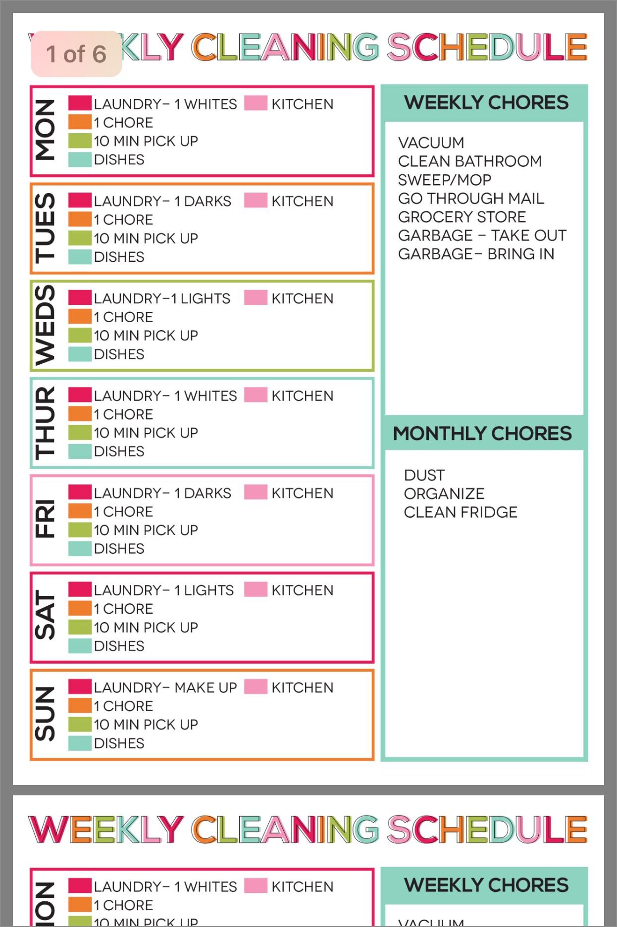 example of daily cleaning schedule template