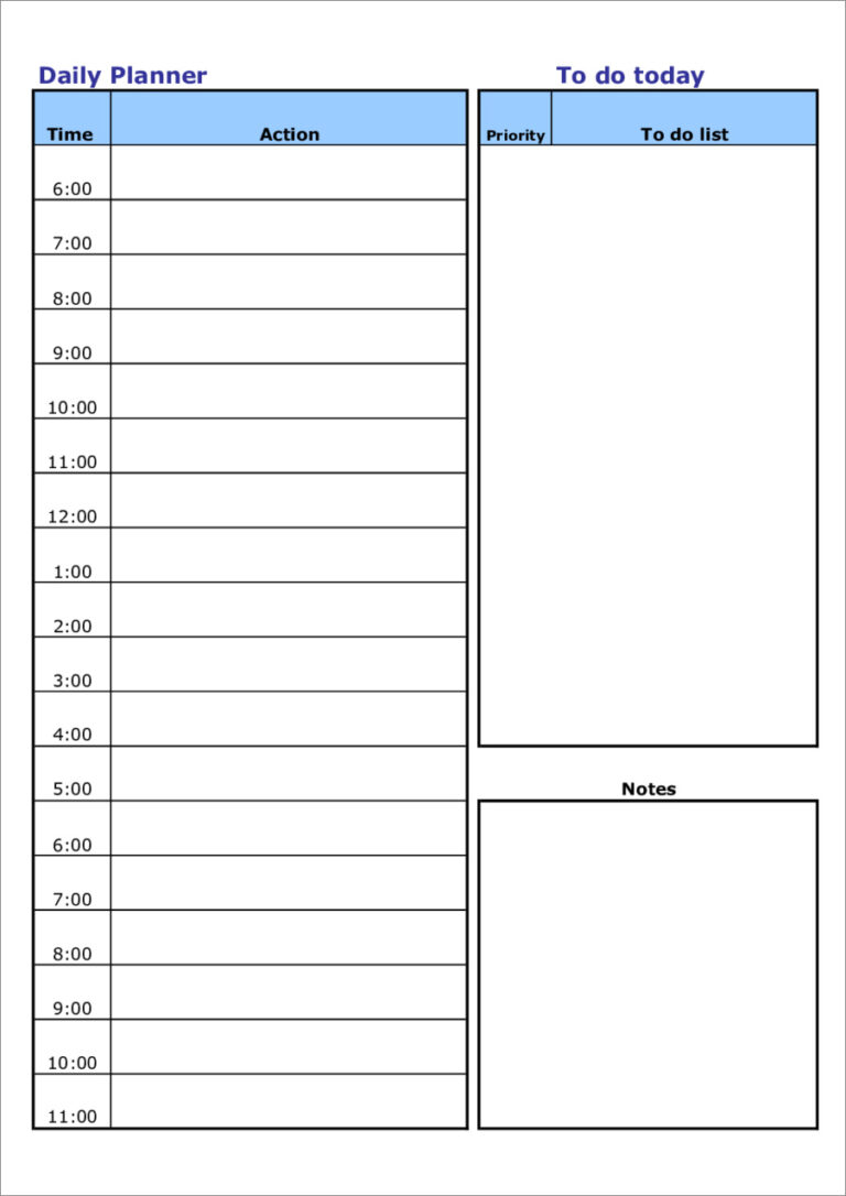 Free Printable Daily Schedule Template Free Printable Daily Schedule Template