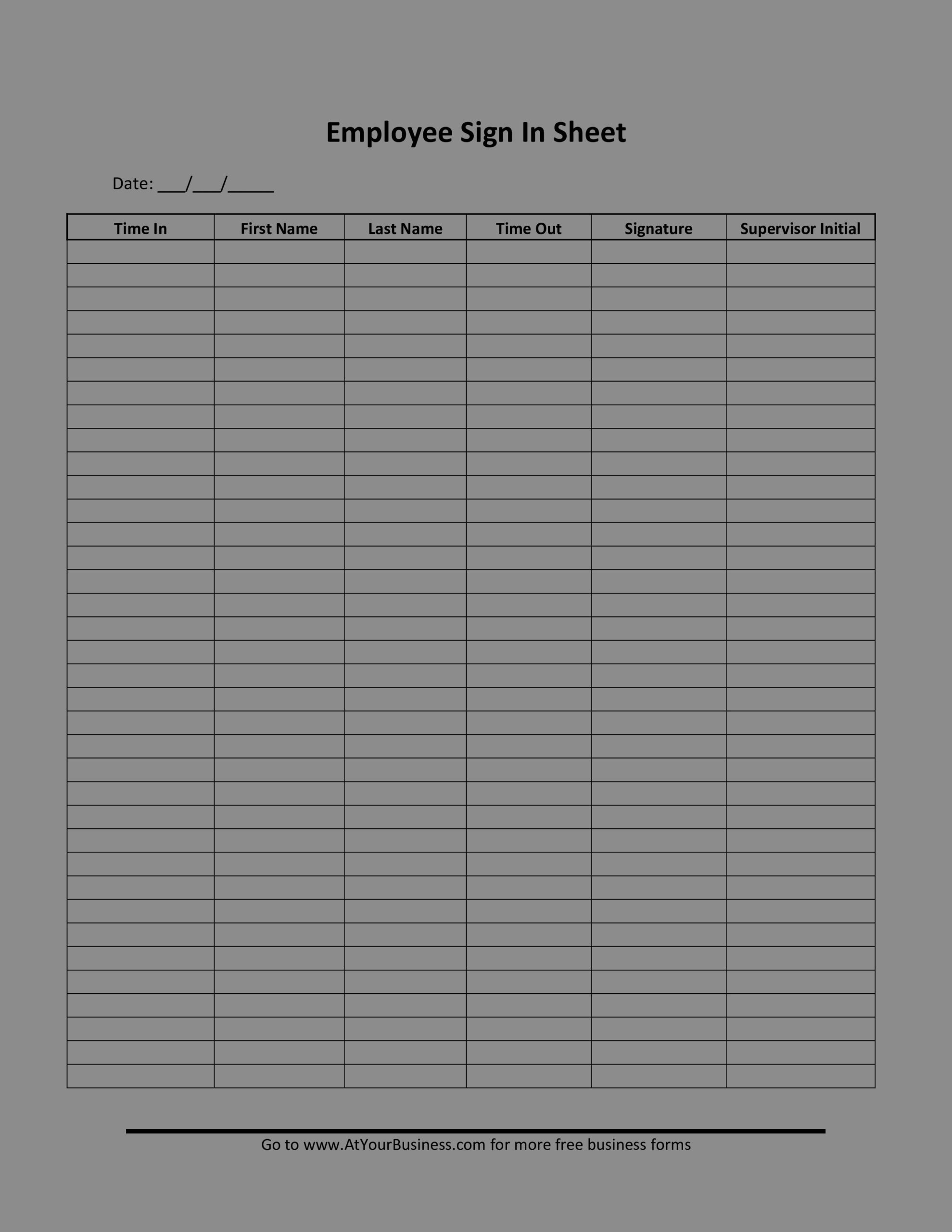 example of daily sign-in sheet template