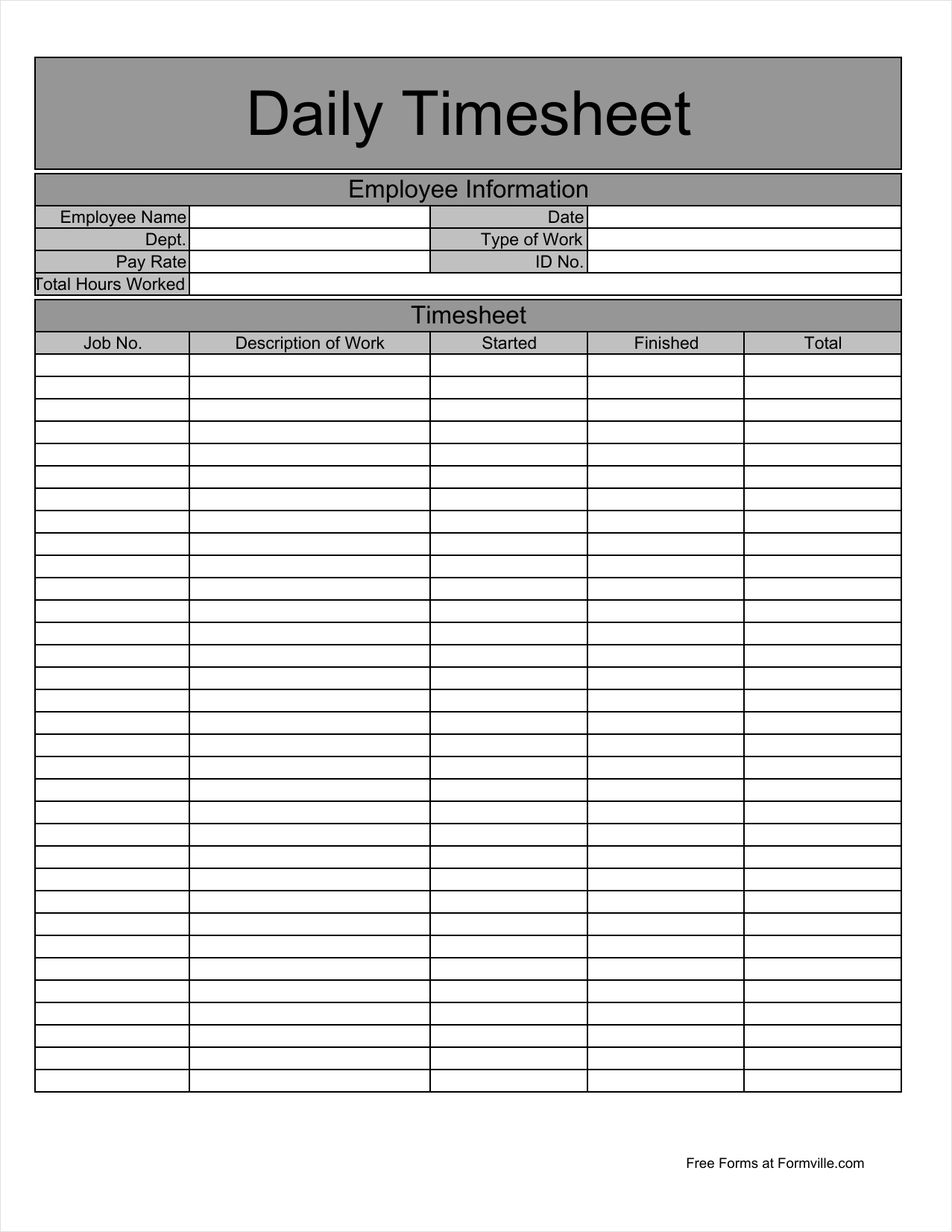 example of daily timesheet template