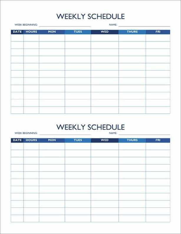 example of day work schedule template