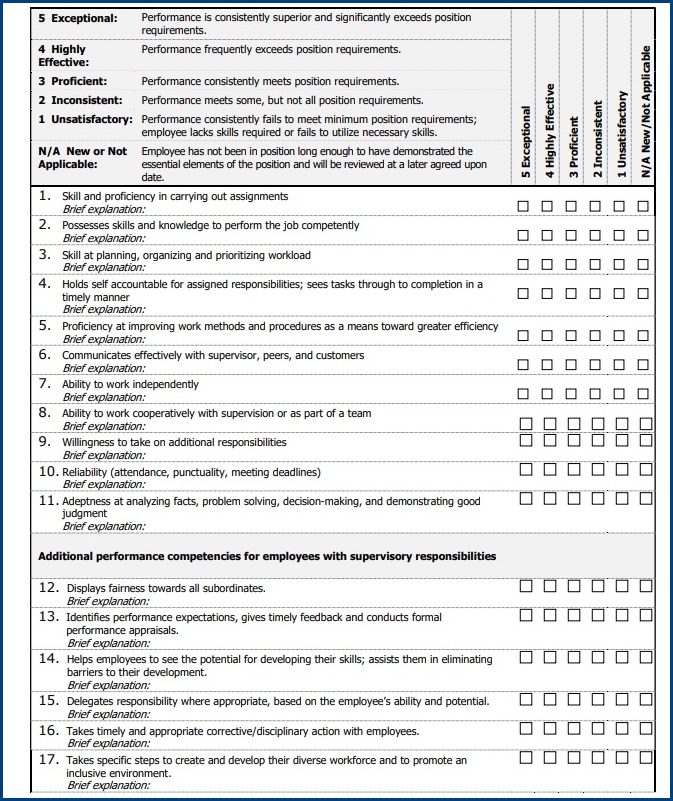 example of employee performance evaluation template example of employee performance evaluation template