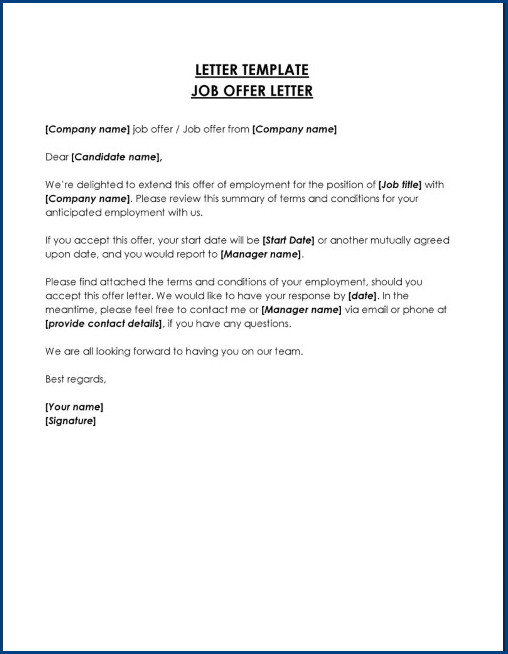 example of employment offer letter template